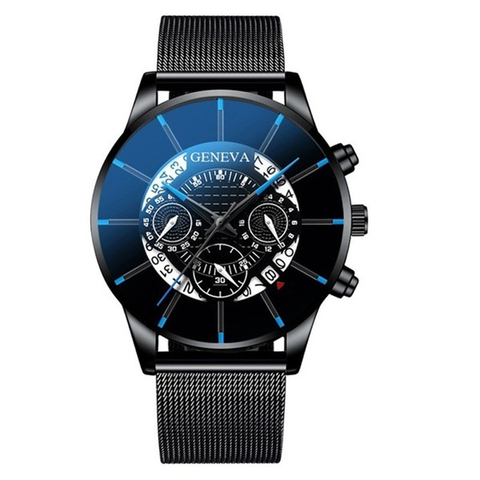 Reloj de pulsera de acero inoxidable para Hombre, cronógrafo deportivo de cuarzo con calendario, Geneva ► Foto 1/6