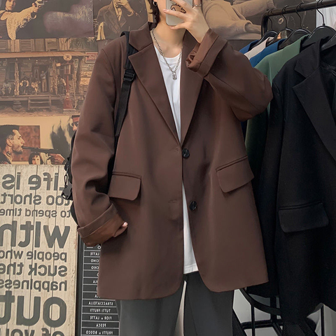 Chaqueta de estilo coreano para hombre, traje informal de negocios de Color sólido, ropa de calle, chaquetas de vestir holgadas salvajes, M-2XL ► Foto 1/6