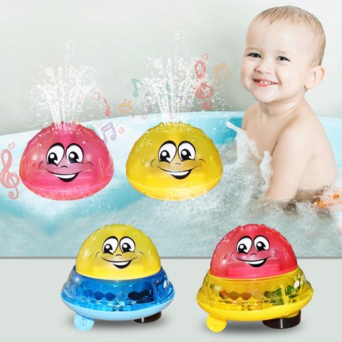 Spray de bebé juguetes para el agua Baño Luz LED para destellear girar con ducha infantil bola Musical Squirting aspersor juguetes de baño ► Foto 1/6