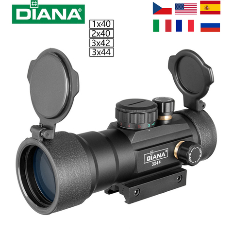 Mira telescópica óptica para Rifle de caza DIANA 3X44, punto verde, rojo, 2x40, punto rojo, 3x42, mira de Rifle de 11/20mm ► Foto 1/6