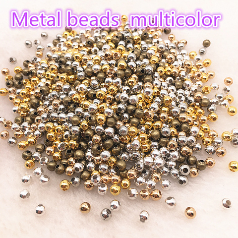 Cuentas de Metal espaciador de bola Lisa para fabricación de joyería, accesorios de joyería Diy, 3mm, 4mm, dorado/plateado/bronce/plateado ► Foto 1/6