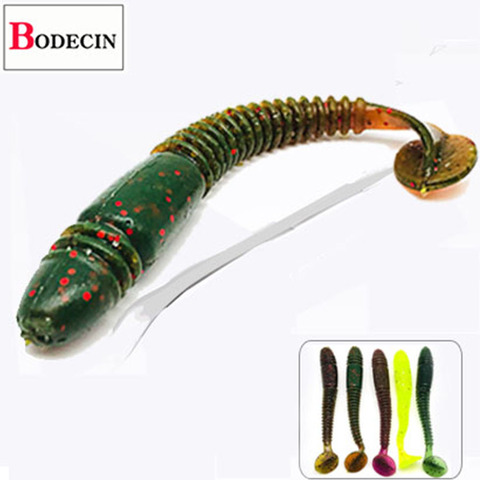 Aparejos de pesca de cola en T, señuelo de pesca de carpa, trucha de lubina, gusanos de olor, sal, larva Artificial, cebo para pescar de silicona, Jig Wobblers, 5 uds. ► Foto 1/6