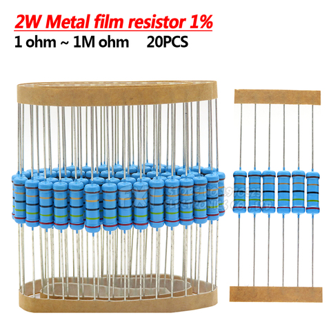 20 piezas 2W resistencia de película de Metal 1% 1R ~ 1M 2.2R 4.7R 10R 22R 47R 100R 220R 470R 1 K, 10 K, 100, K 2,2 4,7 22 47, 100, 220, 470 ohm ► Foto 1/5