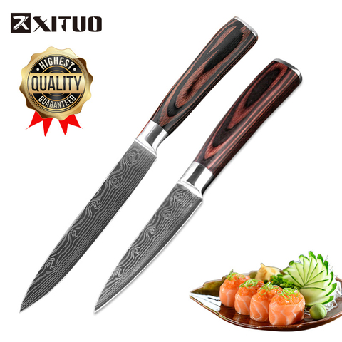 XITUO-cuchillo para cortar carne de salmón y pan, utensilio de cocina Sashimi, Juego de 2 cuchillos para pelar, 5 + 3,5 pulgadas ► Foto 1/6