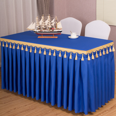 Falda de mesa para exposición, decoración de Hotel, mantel Rectangular, cubierta de mesa, decoración Azul Real, mesa de café ► Foto 1/5