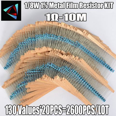 Kit de resistencias fijas de película de Metal, Kit de 2600 Uds., 130 valores, 1/8W, 0.125W, 1% ► Foto 1/1