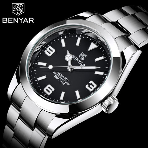 BENYAR-reloj de pulsera mecánico de acero inoxidable para hombre, deportivo, militar, resistente al agua, nuevo ► Foto 1/6