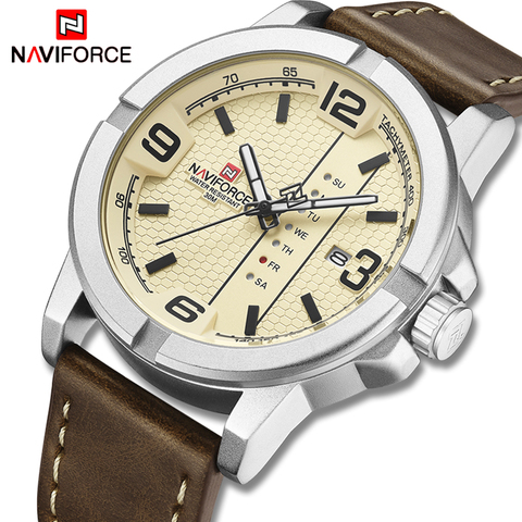 NAVIFORCE-reloj deportivo de cuarzo para hombre, cronógrafo analógico de cuero, estilo informal, marca superior de lujo ► Foto 1/6