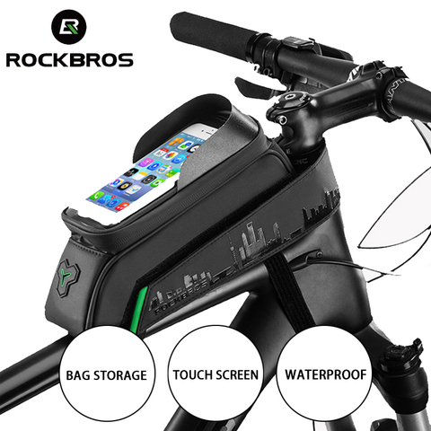 ROCKBROS bolso delantero de la bicicleta del teléfono bolso de la bicicleta del tubo de la bicicleta impermeable de la pantalla táctil paquete para accesorios de la bicicleta del teléfono ► Foto 1/6