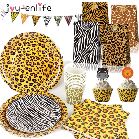 Bolsa de embalaje con estampado de animales, Tigre, cebra, leopardo, jungla, Safari, decoración de fiesta de cumpleaños, fiesta de Safari, recuerdos, Baby Shower ► Foto 1/6