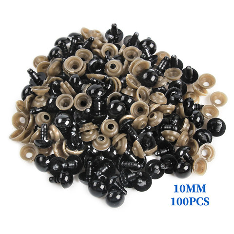 100 Uds. De muñeca Accesorios negro de plástico de seguridad ojos Amigurumi juguetes 6mm 8mm 9mm 10mm 12mm 14mm DIY divertido juguete Animal ► Foto 1/5