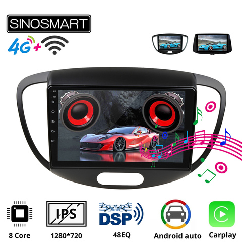 Sinosmart 8 núcleo DSP 48EQ GPS para coche estéreo Radio de navegación para Hyundai I10 2007-2013 para I30 2017-2022 2din 2.5D IPS/QLED pantalla ► Foto 1/4