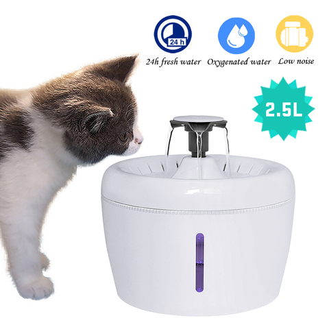 Fuente de agua automática para gatos, dispensador de agua para mascotas, tazón grande para beber, filtro automático para gatos, capacidad de 2,5 L ► Foto 1/6