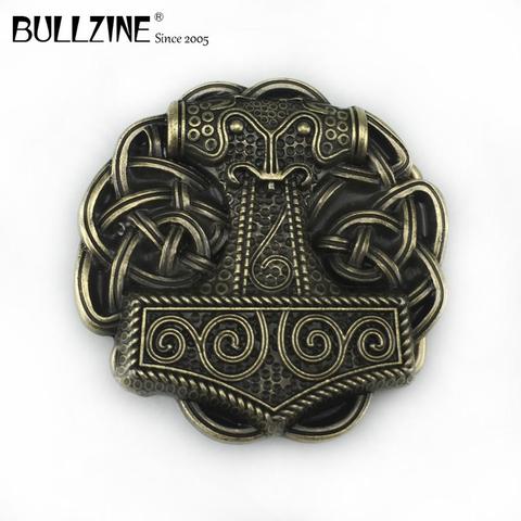 Bullzine-hebilla de cinturón de música, Mjolnir, torshammer, VIKING, hebilla de cinturón de música, FP-03718-1, 4cm de ancho, encaje en el cinturón, envío directo ► Foto 1/4