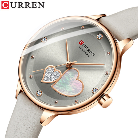 CURREN-relojes de cuarzo de cuero para mujer, pulsera femenina con diamantes de imitación, 2022 ► Foto 1/6