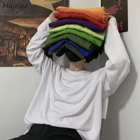 Camisetas de manga larga para hombre, Tops para parejas, fáciles de combinar, básicas, cómodas, de alta calidad, 3XL, moda Ulzzang, Chic, diario ► Foto 1/6