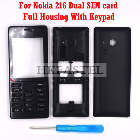 HKFASTEL teclado de alta calidad para Nokia 216 tarjeta SIM Dual nueva funda completa para teléfono móvil con teclado ► Foto 1/6