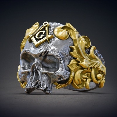 Anillo gótico de acero inoxidable masónico para hombre, anillo gótico calavera Mystic Glory, anillo de Freemason, joyas de motorista ► Foto 1/6