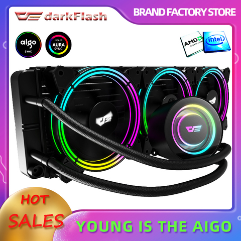 Darkflash-ventilador de enfriamiento de agua 120/240/360, ventilador con cubierta para ordenador, disipador térmico integrado de refrigeración por agua, LGA 775/1151/AM2/AM3 +/AM4 ► Foto 1/6