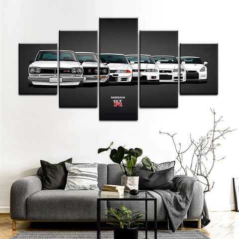 Impresión Modular de arte moderno para coche Nissan Skyline Gtr, pintura en lienzo, imágenes decorativas para pared del hogar, póster único, 5 piezas ► Foto 1/6