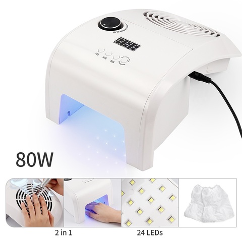 Secador de uñas 2 en 1, lámpara LED de 80W, limpiador de polvo con ventilador potente y bolsa de decoración para uñas, máquina de manicura ► Foto 1/6