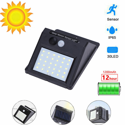 Lámpara Solar LED para exteriores, luz de pared con Sensor de movimiento PIR, impermeable IP65, alimentada por energía Solar para decoración de jardín, 30 LED ► Foto 1/6