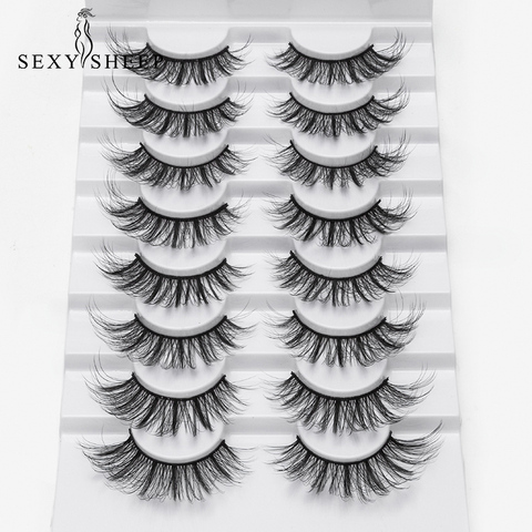 2/5/8 pares Eyelashs Natural largo 3D Faux Mink pestañas gruesas hechas a mano tira completa pestañas volumen suave visón pestañas postizas ► Foto 1/6