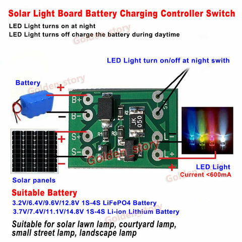 Cargador de batería de Panel Solar automático, luz nocturna LED, interruptor de Control para lámpara ► Foto 1/1