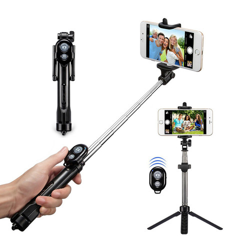 3 en 1 Bluetooth inalámbrico Mini trípode Selfie palo para el Iphone/Android plegable de mano Monopod obturador remoto extensible de autofoto ► Foto 1/6