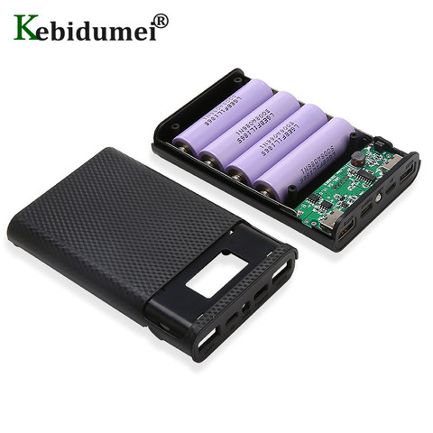 Kebidumei-caja de almacenamiento de carga de batería 4x18650, caja de almacenamiento de carga de batería, 5V, USB Dual, tipo C, Android, interfaz Micro USB para teléfonos inteligentes ► Foto 1/6