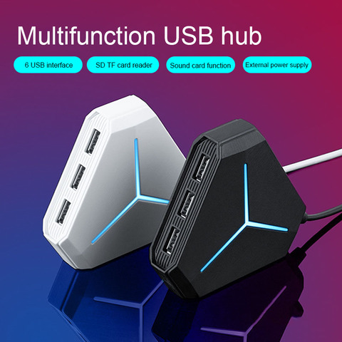 Multi USB 3,0 Hub USB Splitter lector de tarjetas TF SD con interfaz de micrófono alta velocidad 6 puertos Hub para PC Accesorios de ordenador ► Foto 1/6