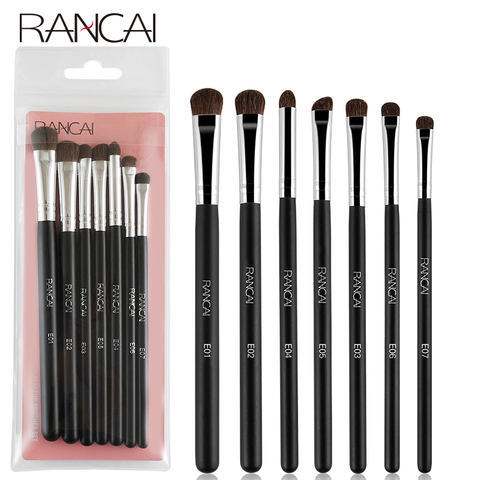 RANCAI-Conjunto de brochas para sombra de ojos, 7 Uds., pelo de poni Natural, cosméticos, difuminado, sombreador, brochas de maquillaje, Kit de cosméticos de belleza ► Foto 1/6