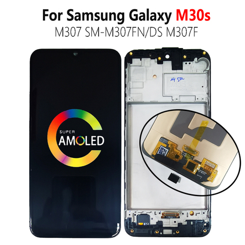 Pantalla LCD Super AMOLED M30s M307 para SAMSUNG Galaxy SM-M307FN/DS M307F, montaje de digitalizador con Sensor táctil con marco de 6,4 pulgadas ► Foto 1/6