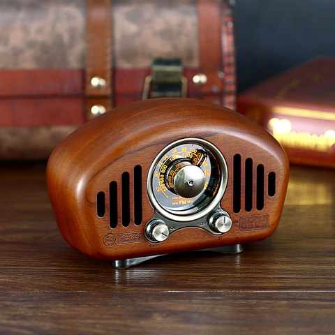 Radio FM AM SD MP3 clásica retro de madera, Bluetooth, Radio recargable con altavoz, compatible con función AUX, potentes graves y volumen alto ► Foto 1/6