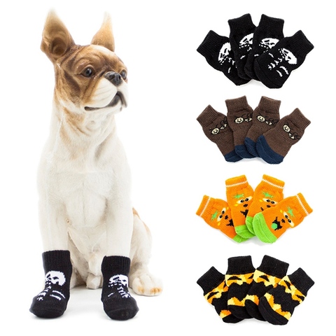 Comprar 4 Uds Otoño Invierno calcetines para perros calcetines  antideslizantes cachorro perro gato para perros pequeños gatos botas de  nieve calcetines perro mascotas