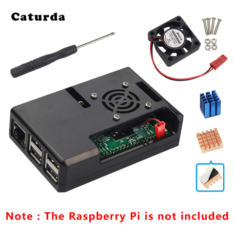 Carcasa de Raspberry Pi 3, Carcasa de ABS, Carcasa de Raspberry Pi 3B + ventilador de refrigeración + Opción de disipador de calor para funda Pi3 B Plus ► Foto 1/6