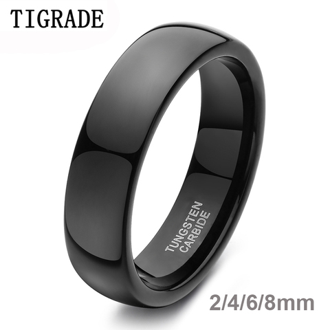 TIGRADE, 2/4/6/8mm, anillo negro para hombre, banda de boda de carburo de tungsteno pulido alto, anillo de compromiso, joyería de grabado para mujer, Unisex ► Foto 1/6