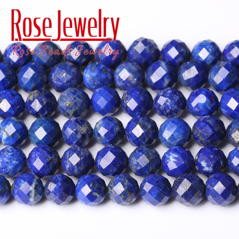 Faceteadas naturales cuentas de piedra de lapislázuli Lapis lazuli cuentas espaciadoras sueltas para la fabricación de la joyería DIY pulsera pendientes accesorios 6mm/8mm 15'' ► Foto 1/5