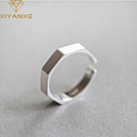 XIYANIKE-anillos de plata de ley 925 hechos a mano para mujer, creativo coreano, joyería geométrica para mujer, boda, pareja, talla 17mm, ajustable ► Foto 1/5