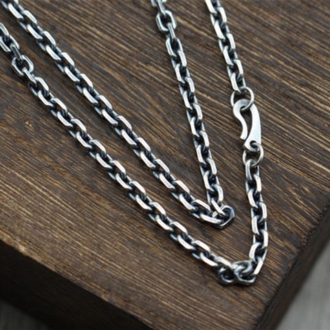 Collar de plata de ley 925 auténtica para hombre y mujer, collar cruzado de plata tailandesa, cadena larga de suéter, cadena Taikoo ► Foto 1/5