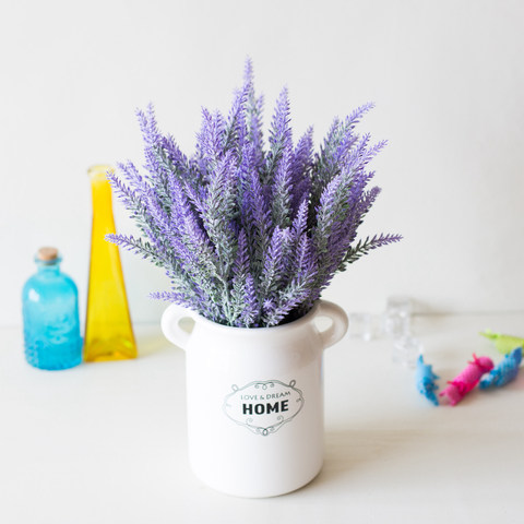 1 paquete de Provenza romántica lavanda flor decorativa de la boda florero decoración Artificial para el hogar flores de Navidad falso planta ► Foto 1/6