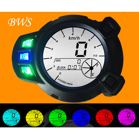 MOTOQUEEN-Medidor de velocidad de motocicleta, instrumento BWS, pantalla LCD, 7 colores ► Foto 1/6