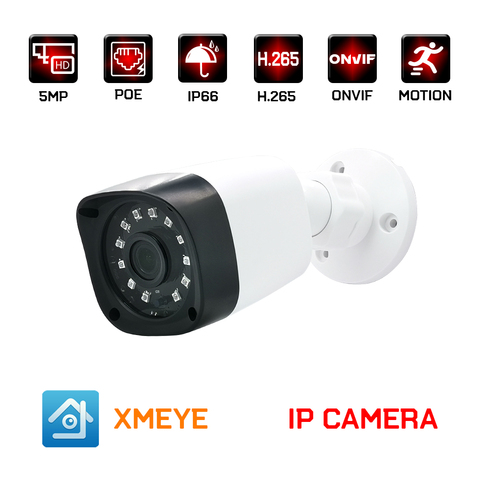 5MP cámara IP POE h.265 al aire libre impermeable de la visión nocturna infrarroja de vídeo cctv seguridad vigilancia bala Cámara 3mp vmeyesuper de P2P ► Foto 1/6