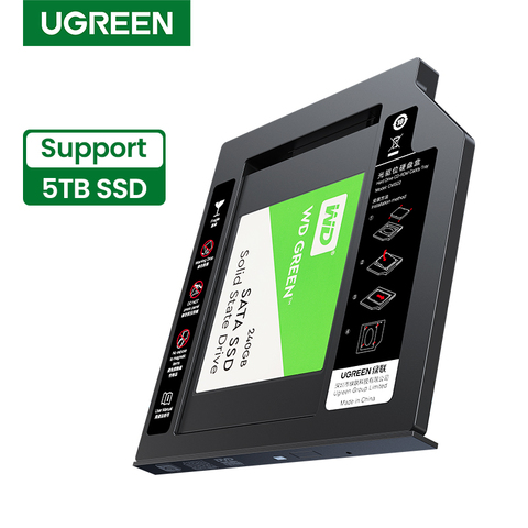 UGREEN-disco duro externo para ordenador portátil, carcasa de HDD Caddy de 9,5mm, SATA a USB 3,0 para discos duros externos de 2,5 pulgadas, DVD-ROM, Bahía óptica de 5TB ► Foto 1/6