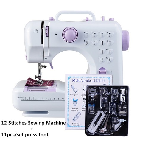 Fanghua-Mini máquina de coser multifunción 505A, 12 puntadas reemplazables + 11 piezas, prensatelas, fuente de alimentación, luz LED, clases de costura ► Foto 1/6