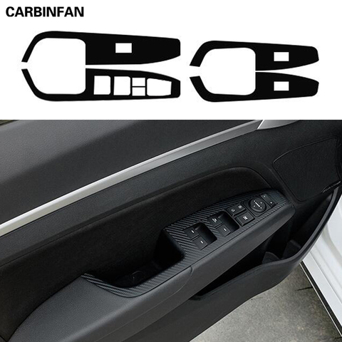 Estilo de coche negro de carbono etiqueta coche ventana ascensor Panel interruptor de recorte cubierta de la etiqueta engomada para Hyundai Elantra 2017 2022 Avante ► Foto 1/6