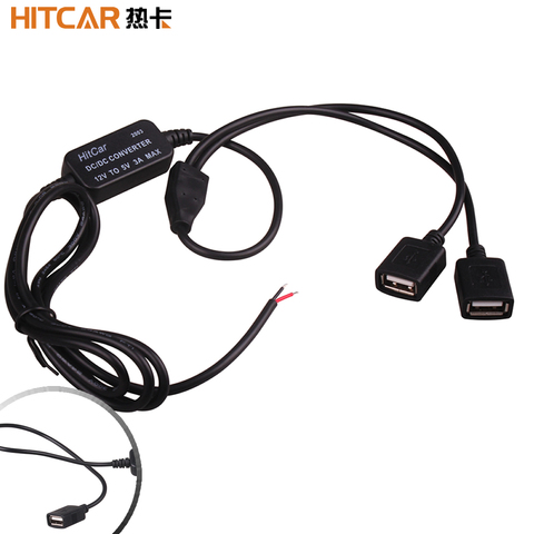 DC 12V a 5V inversor convertidor de paso USB hembra de alambre duro cargador de la energía del coche de Cable para tableta GPS teléfono Cámara grabador DVR ► Foto 1/6