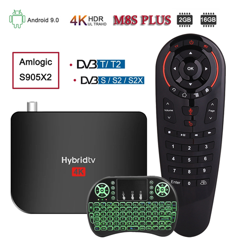 Decodificador de señal M8S PLUS, DVB Dispositivo de TV inteligente, 4K, Android 9,0, DVB-T2 T, DVB-S2 S, terrestre, Combo, Amlogic S905X2, Quad Core, WiFi ► Foto 1/6