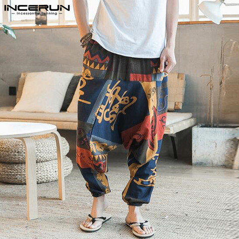 Pantalones holgados de algodón de lino Harem hombres Hip-hop mujeres de talla grande Pantalones de pierna ancha Casual Vintage Pantalones largos Hombre 2022 ► Foto 1/6