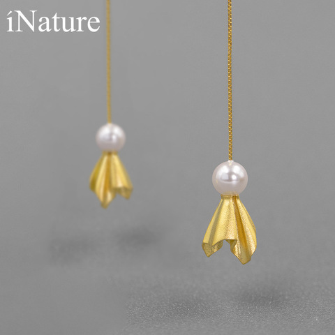 INATURE-pendientes de gota de Plata de Ley 925 para mujer, con perlas naturales, pendiente colgante de joyería ► Foto 1/4